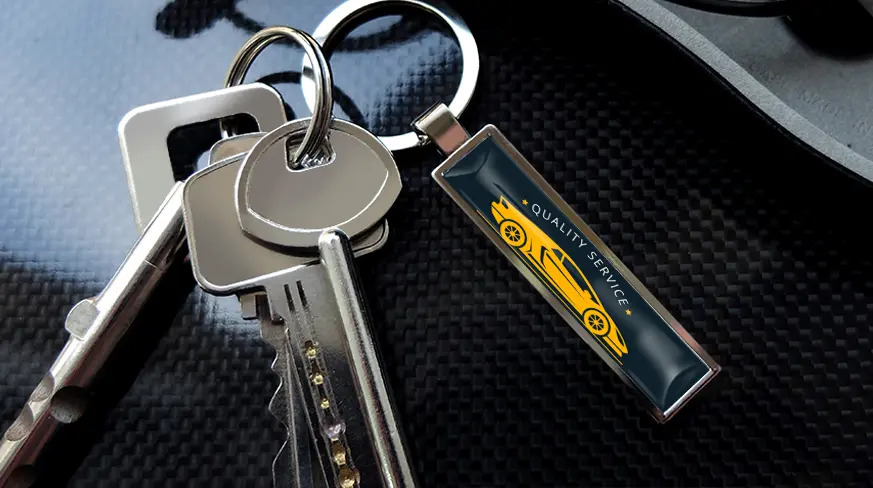 License plate keychain with your company logo