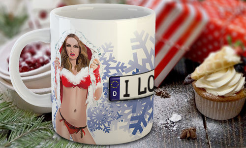 Sexy christmas mug with the girl