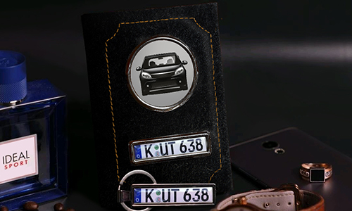 Car documents holder black with keychain