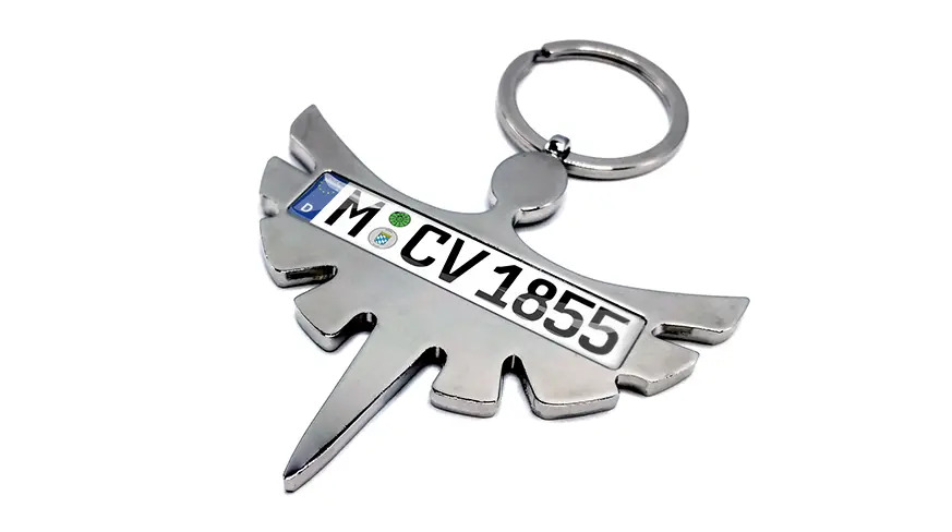 Keychain Metal License Plate Angel