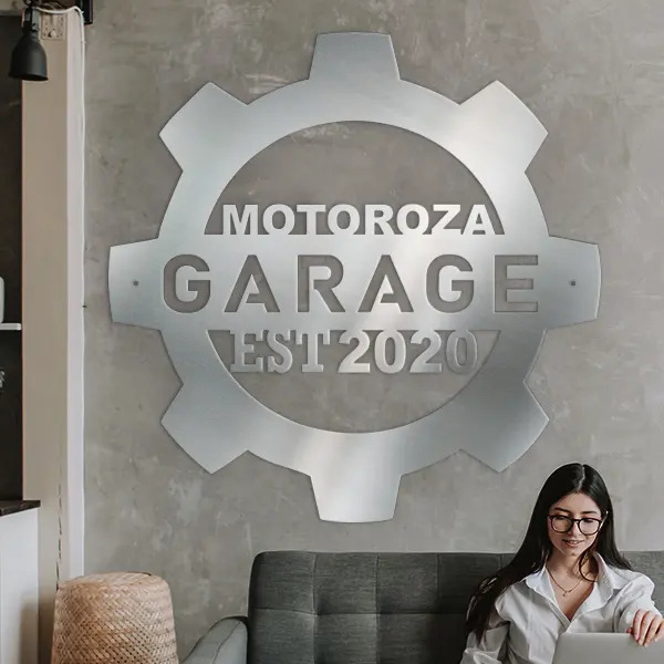 Dekoration Autofreunde Chrome Gepulvert-XL Zahnrad mit deinem Automodell und Kennzeichen! Geschenk für Autofans in 1 Min. erstellt - auto4style