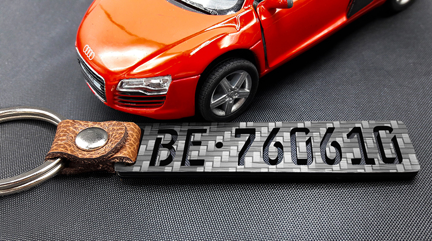 Carbon License Plate Keychain