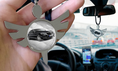 Schutzengel für Autospiegel mit Auto u. Kenzeichen bestelle