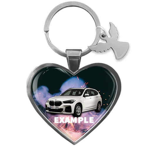 Porte-clés-Cœur avec voiture-Personnalisé