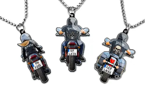 Motorrad-Halskette mit Namen