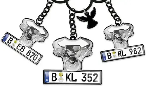 Bull Keychain Licence Plate
