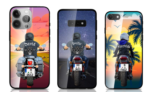 Telefoonhoes Motorfiets met naam