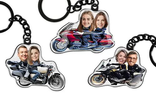 Porte-Clés Moto Comique Avec Votre Photo