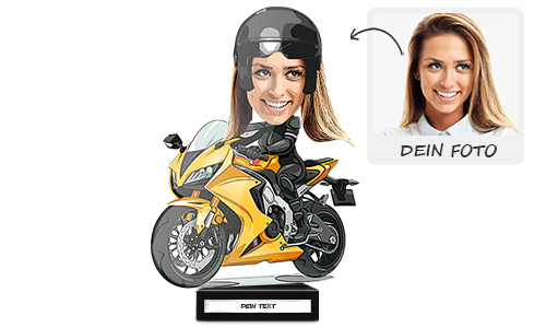Fotodecoratie als cadeau voor een vrouwelijke motorrijder