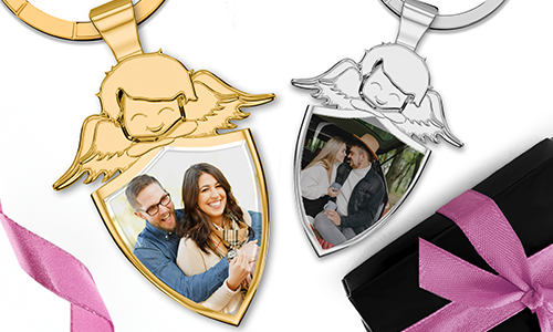 Guardian angel keychain with your photo