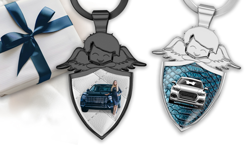 Guardian angel keychain with your own vehicle