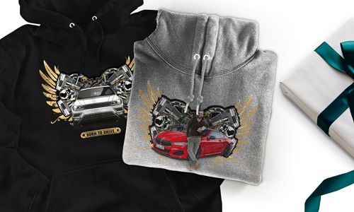 Sweat à capuche avec motif de voiture pour papa