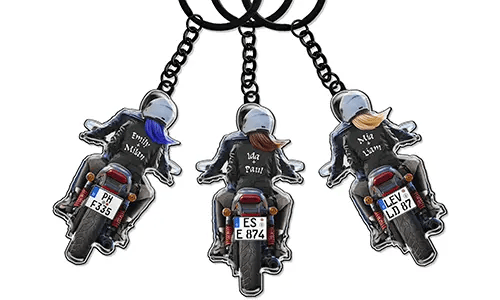 Porte-clés Couple de motards