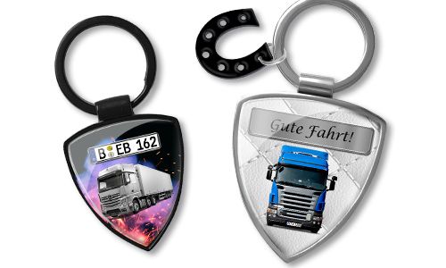 Keychain shield with truck image