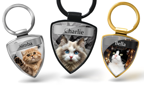 Personalised keychain with photo/name of your cat - great gift for a cat lover