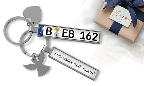 Personalized license plate keychain for couples