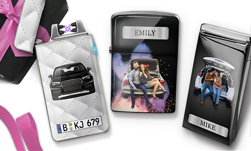 Cooline lighter with photo of car/licence plate - best gift for couples