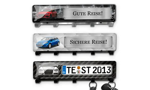 Keyholder-wall with car silhouette and licence plate for a car lover