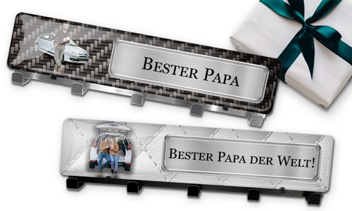 Sleutelhanger met papa's foto en kentekenplaat