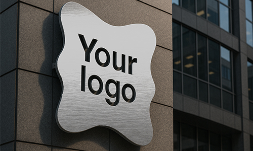 Metal company logo sign with LED lighting