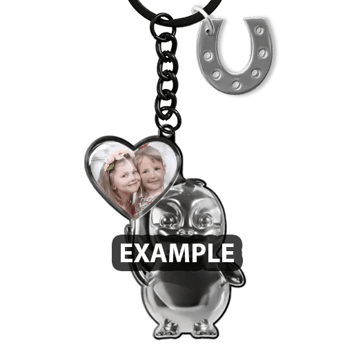 Penguin Keychain Heart-With Photo