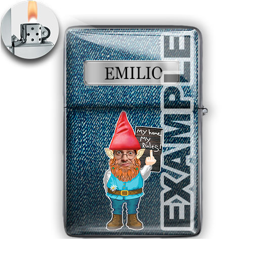 Personalizovaný zapalovač se zahradním trpaslíkem a jménem