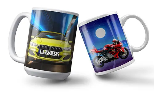 Tazza personalizzata con motivo auto stradale