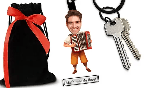 Personalized Comic-Style Keychain With Name And Accordion Design