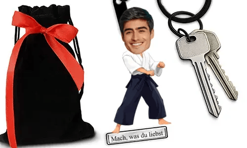 Personalized Aikido-Style Keychain With Name And Hobby Or Profession Design