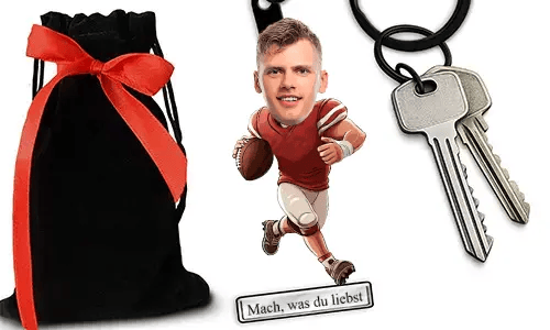 Personalized Football-Themed Keychain With Name And Hobby Or Profession Design
