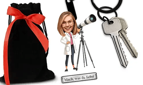 Personalized Comic-Style Keychain With Name And Astronomy Hobby Or Profession Design