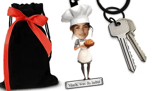 Personalized Comic-Style Keychain With Name And Baker Design