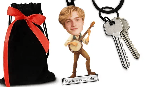 Personalized Banjo-Style Keychain With Name And Hobby Or Profession Design