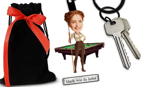 Personalized Billiards-Style Keychain With Name And Hobby Or Profession Design