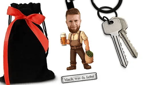 Personalized Comic-Style Keychain With Name And Brewing Beer Design