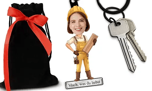 Personalized Comic-Style Keychain With Name And Carpenter Design