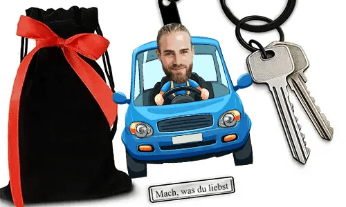 Personalized Car-Themed Keychain With Name And Hobby Or Profession Design