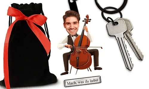 Personalized Cello-Style Keychain With Name And Hobby Or Profession Design
