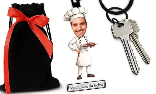 Personalized Comic-Style Keychain With Name And Chef Design