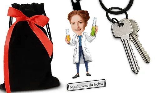 Personalized Comic-Style Keychain With Name And Chemist Design