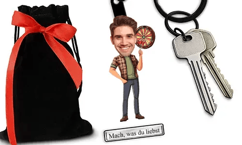 Personalized Darts-Themed Keychain With Name And Hobby Or Profession Design