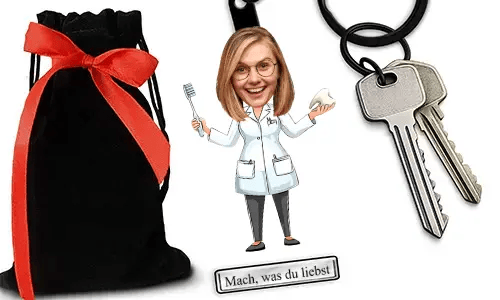 Personalized Comic-Style Keychain With Name And Dentist Design