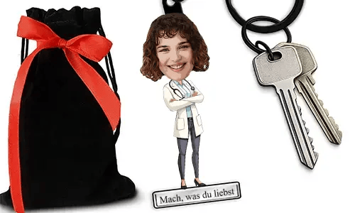 Personalized Comic-Style Keychain With Name And Doctor Design