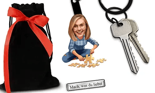 Personalized Puzzle-Theme Keychain With Name And Hobby Or Profession Design