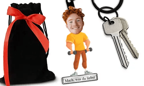 Personalized Comic-Style Keychain With Name And Doing Sport Design