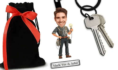 Personalized Comic-Style Keychain With Name And Electrician Design