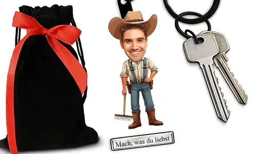 Personalized Comic-Style Keychain With Name And Farmer Design