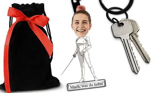Personalized Fencing-Style Keychain With Name And Hobby Or Profession Design