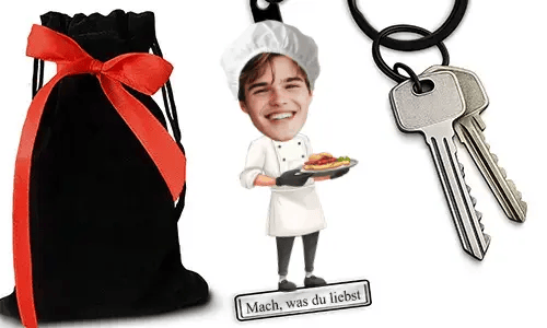 Personalized Comic-Style Keychain With Name And Food Technician Design