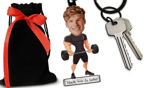Personalized Comic-Style Keychain With Name And Gym Hobby Design